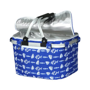 Insulated Folding Picnic Basket 30kg Load Collapsible Storage with Zip Pocket