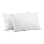 2 Duck Down Feather Pillows Hypoallergenic Cotton 73x48cm White Comfort Set