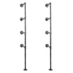 Floating Pipe Shelf Brackets 141cm Metal 4 Level Storage Indoor Outdoor Set of 2