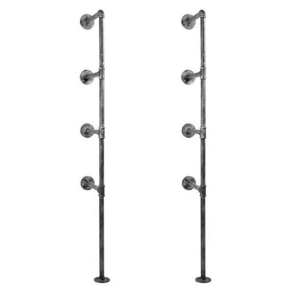 Floating Pipe Shelf Brackets 141cm Metal 4 Level Storage Indoor Outdoor Set of 2