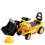 Kids Ride On Bulldozer Toy Excavator with Helmet Yellow 3+ Safety Certified