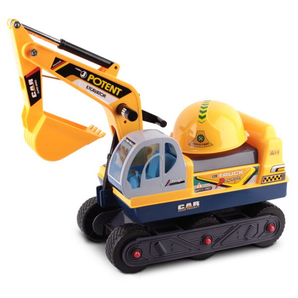 Kids Ride On Excavator Toy Yellow Digging Arm Anti slip 3 6 Years Helmet Included