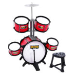 Kids 7pc Drum Set Junior Musical Play Toy Non Toxic PVC Red Ages 3+