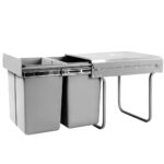 Pull Out Waste Bin Dual 40L Concealed Under Bench Easy Install Grey