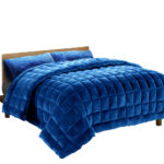 Luxury Queen Faux Mink Quilt Winter Weight Thermo regulating Navy 210x210cm