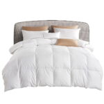 Double Goose Down Feather Quilt 700GSM 233TC Cotton Baffle Construction White