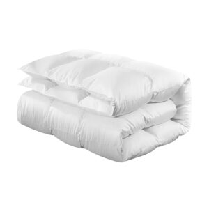 King Size Goose Down Feather Quilt 700GSM Cotton Cover Lightweight White