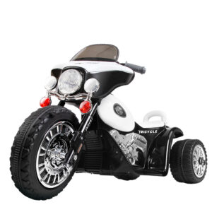 Kids 6V Electric Ride On Police Motorcycle Black 25W Motor 3+ Years