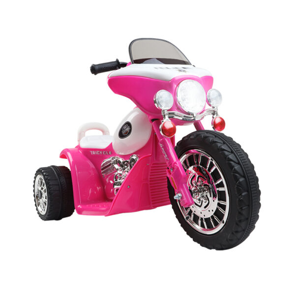 Kids 6V Electric Ride On Police Motorcycle Pink Harley Inspired Patrol Car