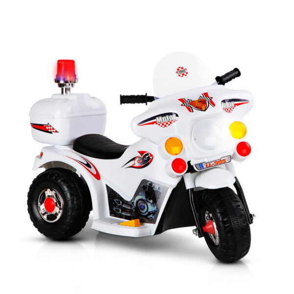 Kids 6V Electric Police Motorcycle Ride On Motorbike White Battery Operated