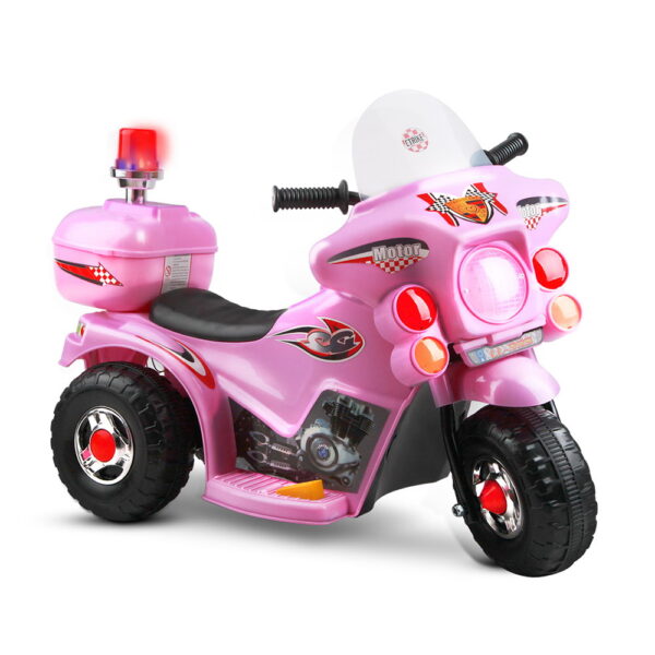 Kids 6V Electric Ride On Police Motorcycle Pink Anti Slip Tyres Siren 3+ Years