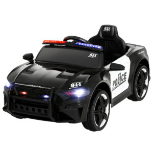 Kids Electric Ride On Police Car 12V Battery Powered Toy with Remote Black