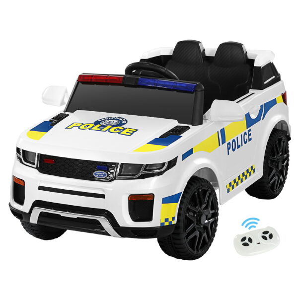 Kids 12V Electric Police Ride On Car Remote Control White Toy Patrol 3 5km/h