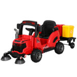 Kids Ride On Street Sweeper Truck 12V Twin Motor Remote Control Red 30kg Capacity