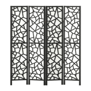 4 Panel Room Divider Privacy Screen 162x170cm Foldable Pine Wood Black