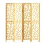 4 Panel Room Divider Privacy Screen 162x170cm Pine Wood Natural Foldable