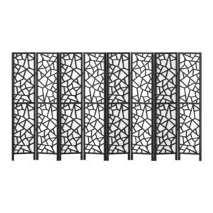 8 Panel Foldable Room Divider Privacy Screen 325x170cm Pine Wood Black