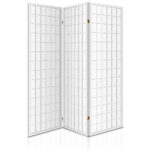 3 Panel Room Divider Pine Wood Fabric Screen 131x179cm White Foldable Flexible