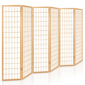 6 Panel Room Divider Pine Wood Eco Friendly Foldable 261x179cm Natural Screen