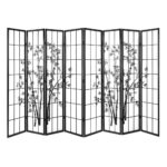 8 Panel Room Divider Privacy Screen 348x179cm Bamboo Black Foldable Eco friendly