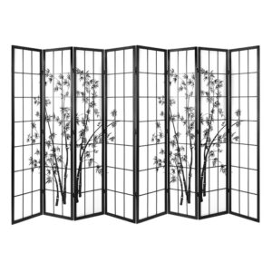 8 Panel Room Divider Privacy Screen 348x179cm Bamboo Black Foldable Eco friendly