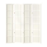 4 Panel Room Divider Privacy Screen Pine Wood 176x179cm Foldable White