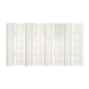 8 Panel Foldable Room Divider Screen Pine Wood 353x179cm Privacy White