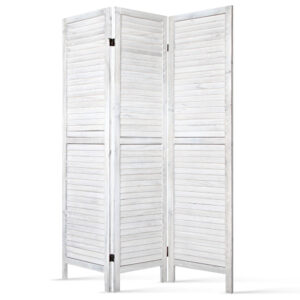 3 Panel Room Divider Privacy Screen 120x170cm Foldable White Paulownia Wood