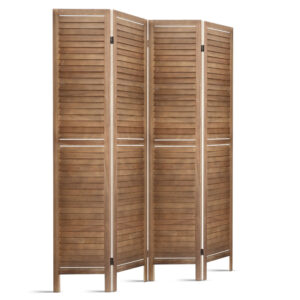 4 Panel Room Divider Privacy Screen 160x170cm Foldable Wooden Brown Eco Friendly