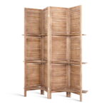 4 Panel Room Divider Privacy Screen 163x170cm with Shelves Oak Finish Foldable