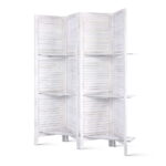 4 Panel Room Divider Privacy Screen 163x170cm with Display Shelves White