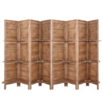 8 Panel Wooden Room Divider Privacy Screen 326x170cm with Shelf Oak Finish