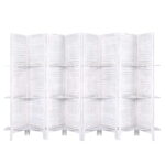 Room Divider Screen 8 Panel Foldable Privacy Partition 326x170cm White Shelf