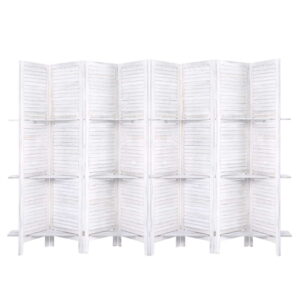 Room Divider Screen 8 Panel Foldable Privacy Partition 326x170cm White Shelf