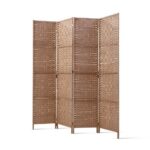 4 Panel Room Divider Privacy Screen 163x170cm Hand Woven Foldable Natural Finish