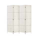 4 Panel Room Divider Privacy Screen 163x170cm Woven Foldable White Eco Friendly