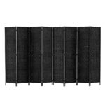 8 Panel Room Divider Privacy Screen 326x170cm Woven Foldable Black