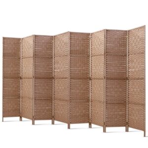 8 Panel Room Divider Privacy Screen 326x170cm Hand Woven Natural Finish