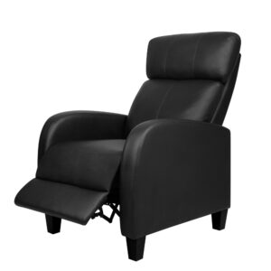 Reclining Armchair PU Leather Adjustable 135 Degree 13cm Cushion Black