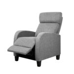 Reclining Armchair Fabric Adjustable 135 Degree 13cm Cushion Grey Comfort