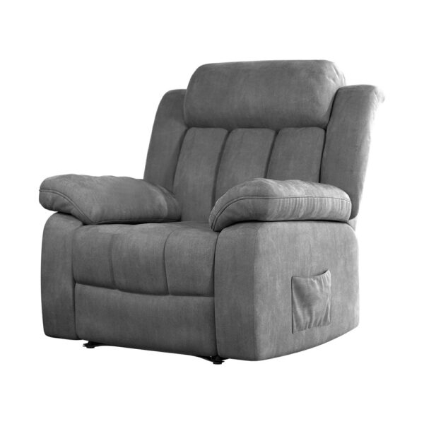 Electric Recliner Chair Velvet Massage Heated Lounge 150kg Capacity Grey