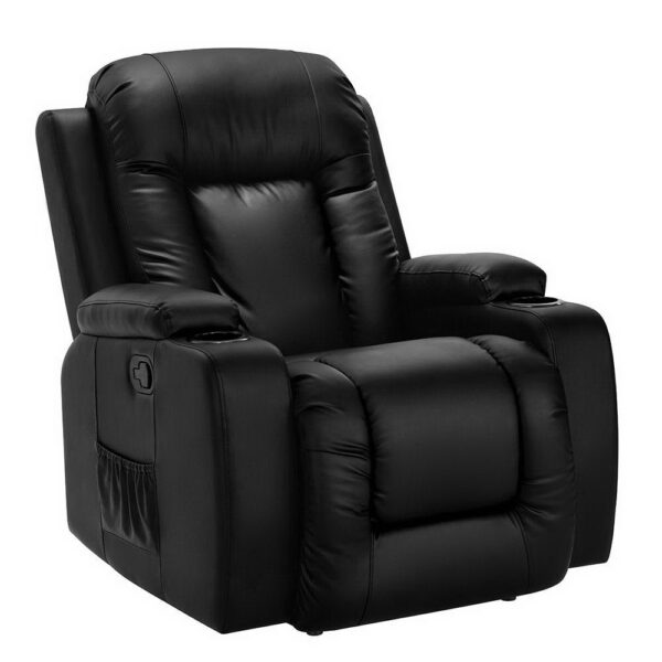 Electric Massage Recliner Chair Heated 8 Point PU Leather Adjustable Black 180kg