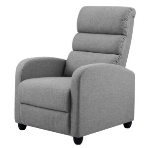 Recliner Armchair Grey Fabric Adjustable Foam Padding 135 Degree Tilt 150kg