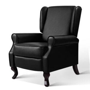 Recliner Armchair Faux Leather Adjustable Foam Padded 150kg Capacity Black