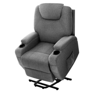 Recliner Chair Heated Massage Lift Assist Velvet 160° Recline 150kg Capacity