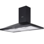 Wall Mounted Range Hood 900mm 3 Speed LED Light Black 5 Layer Filter 66.5W