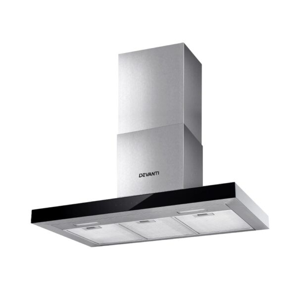 90cm Wall Mounted Range Hood Glass Stainless Steel 1150m3/h LED Touch Control