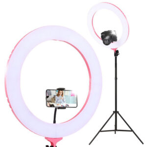 LED Ring Light 19 5800LM Dimmable Studio Video Lighting with Stand Pink