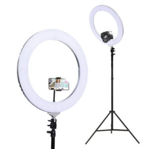 LED Ring Light 19 6500K Dimmable 5800LM with Adjustable Stand Silver