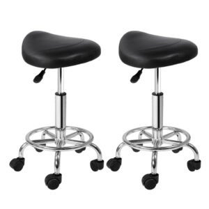 2X Salon Stool Saddle Seat Adjustable Swivel Hydraulic Lift Comfort Black 150kg